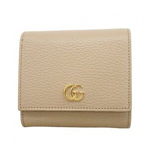 Gucci Wallet GG Marmont Leather Beige Yellow Gold Beige